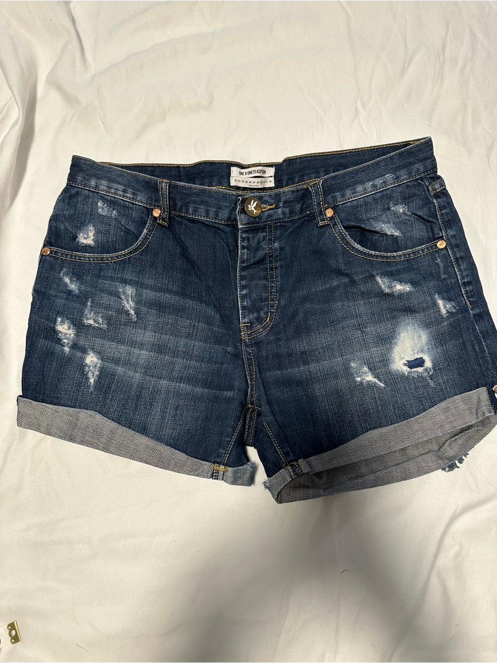 One Teaspoon Roll-Cuff Jean Shorts